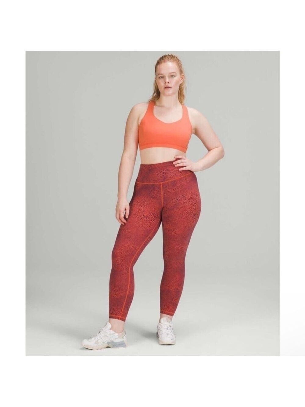 Lululemon Wunder Train Crackle Orange High Rise 22" Leggings - Size 6 gym yoga